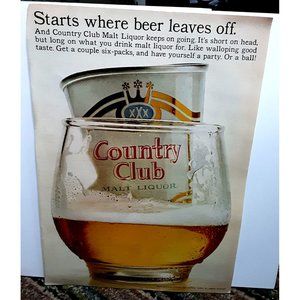 1966 Country Club Malt Liquor Original Ad Vintage 60s Ephemera